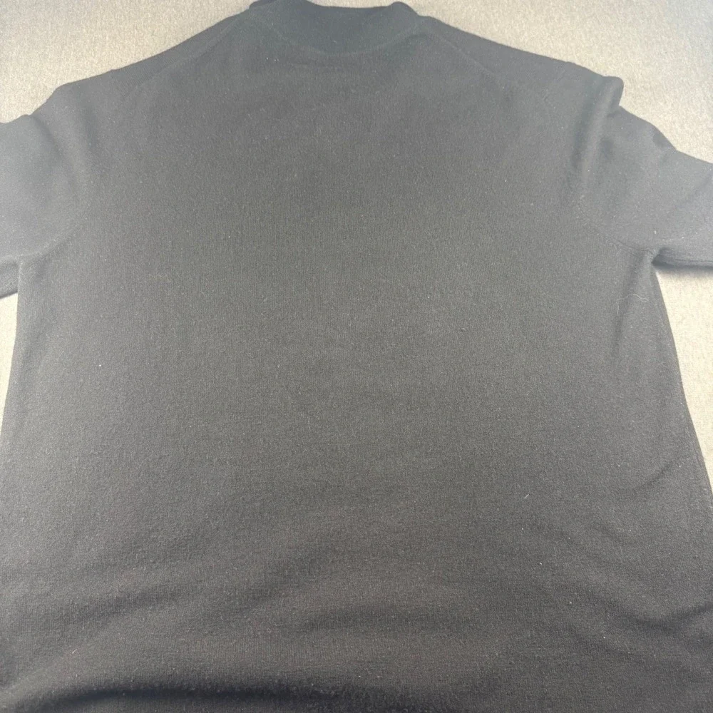 Banana Republic Cashmere Quarter Zip Sweater Mens XL Black Elbow Patches‎ Knit